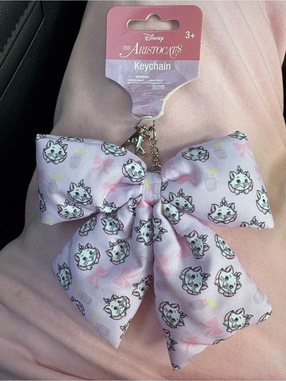 Disney Pink Aristocats Bow Keychain with Character Print